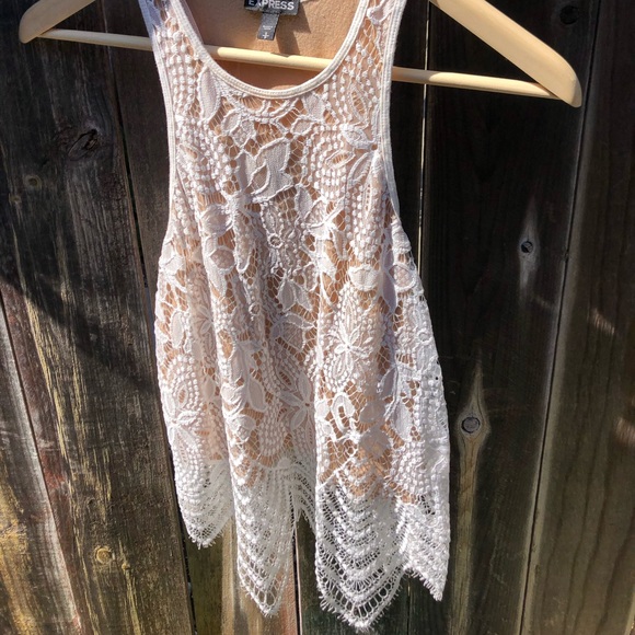Express - White Lace Tank Top - Size Small Petite - Picture 2 of 15